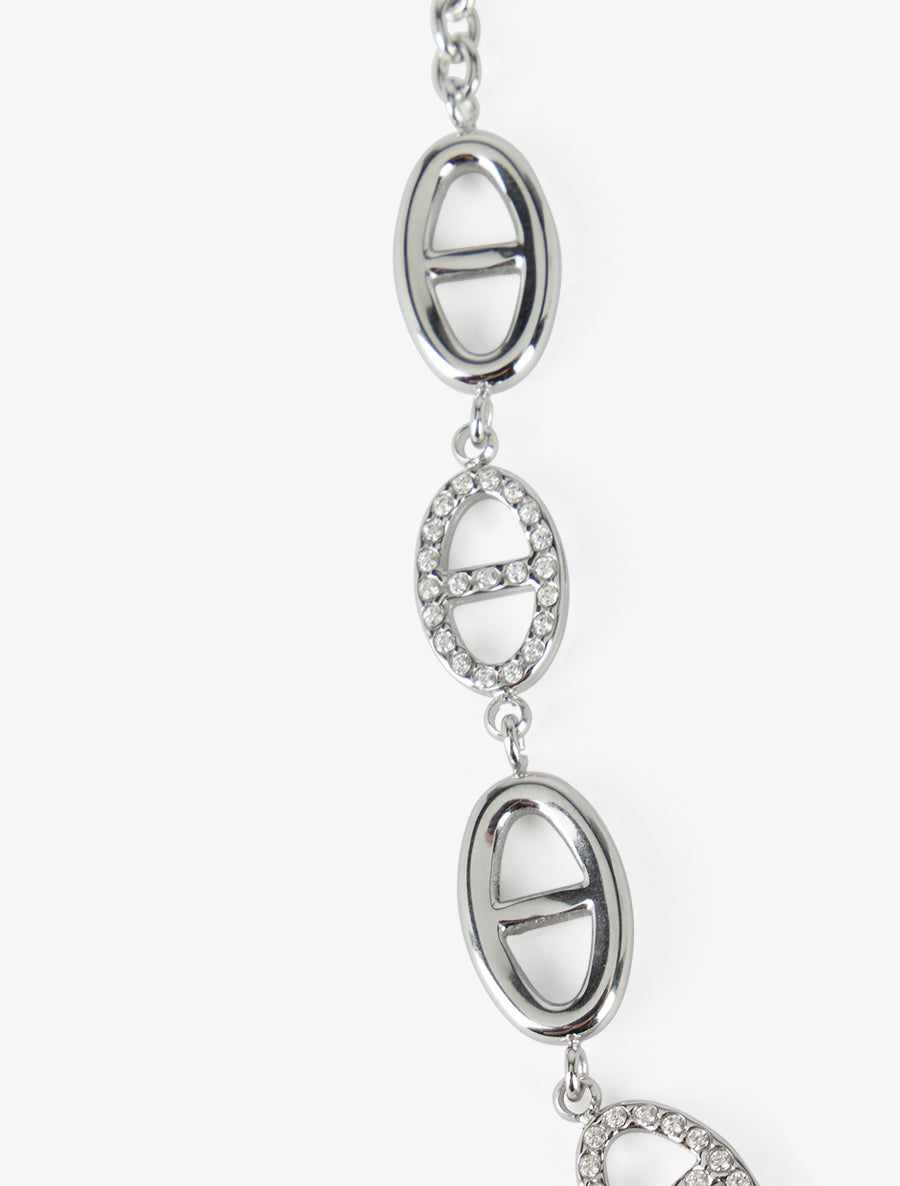 Collier chaîne à maillons marins à strass - Argent - 3