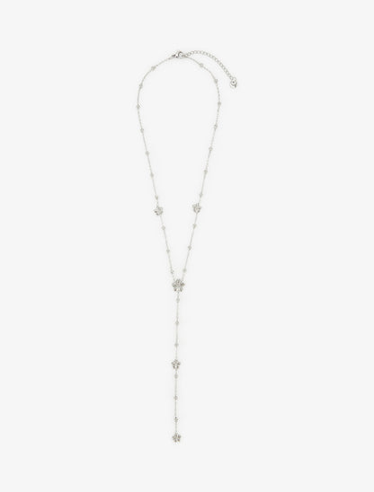 Collier en Y à bille et fleurs - Argent - 2