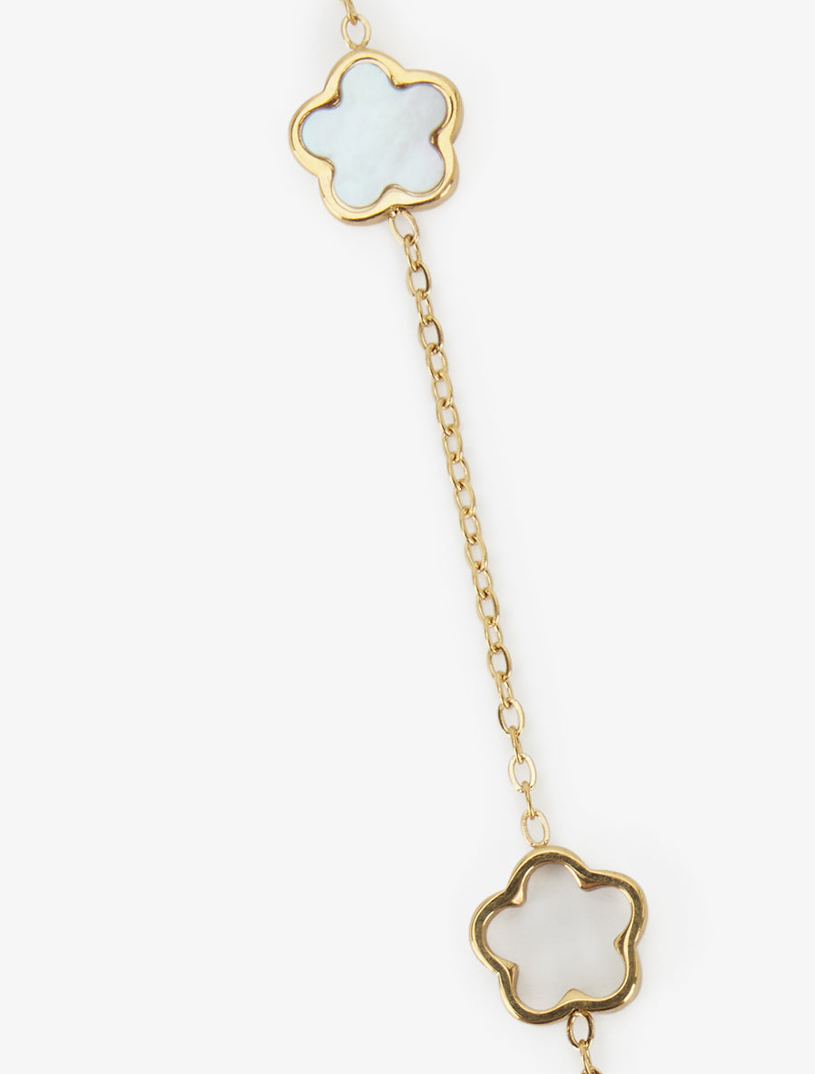 Collier en Y à fleurs et strass - Or - 3