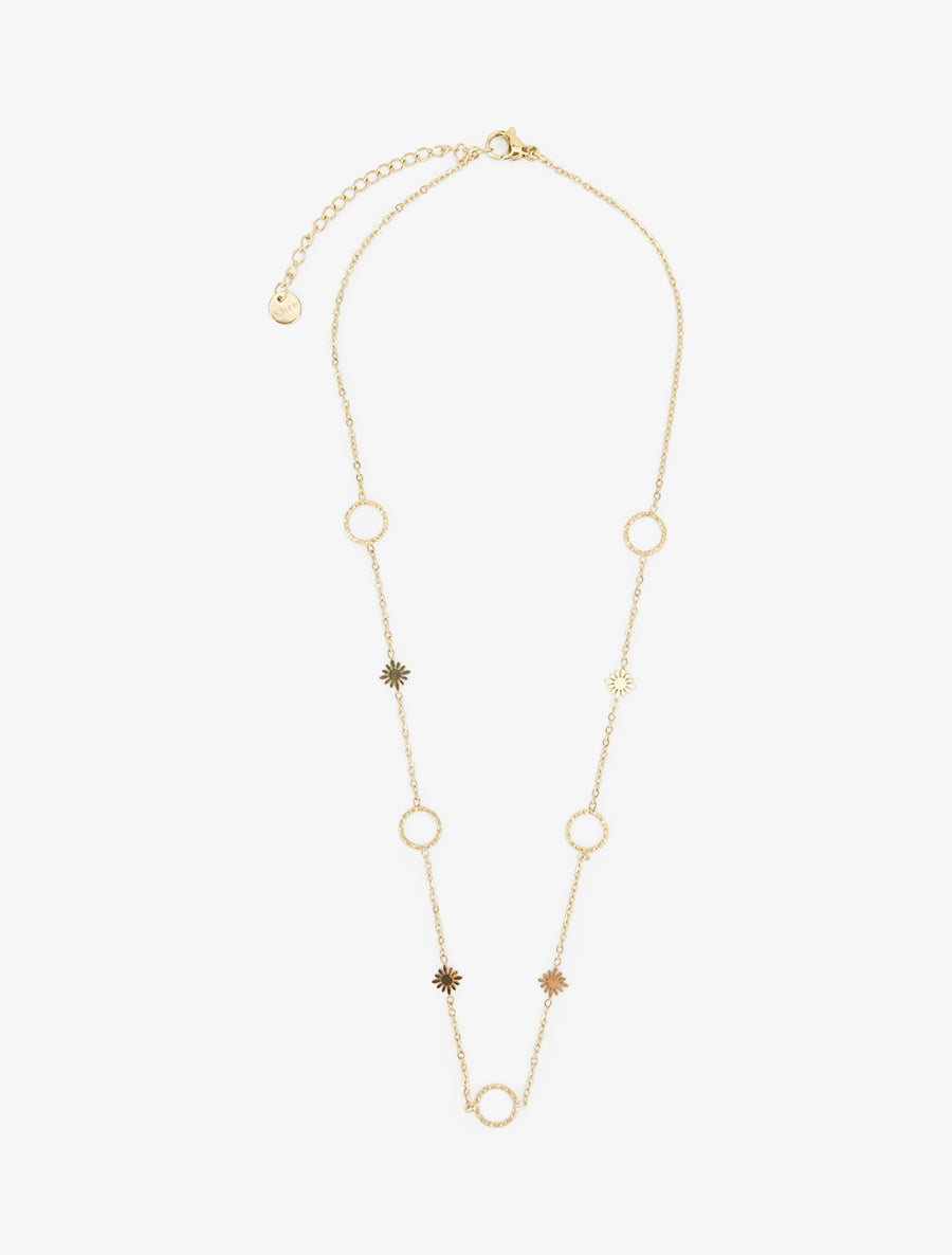 Collier en à cercles et petites fleurs - Or - 2