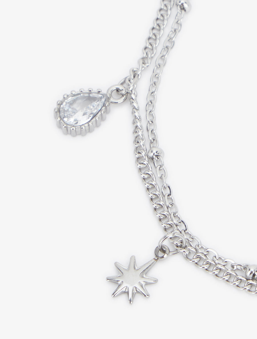 Bracelet étoiles et gouttes ornées de zircons blancs - Argent - 3