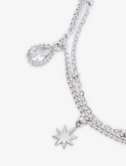 Bracelet étoiles et gouttes ornées de zircons blancs - Argent - 3