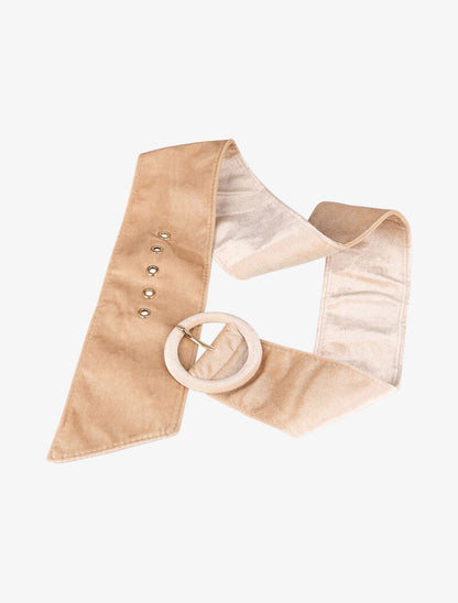 Ceinture en suédine à boucle ronde - Beige - 2