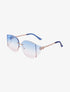 Lunettes de soleil à branches métalliques et verres dégradés - Bleu ciel - 1