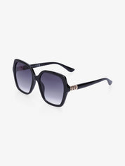 Lunettes de soleil arrondies oversize - Noir - 1