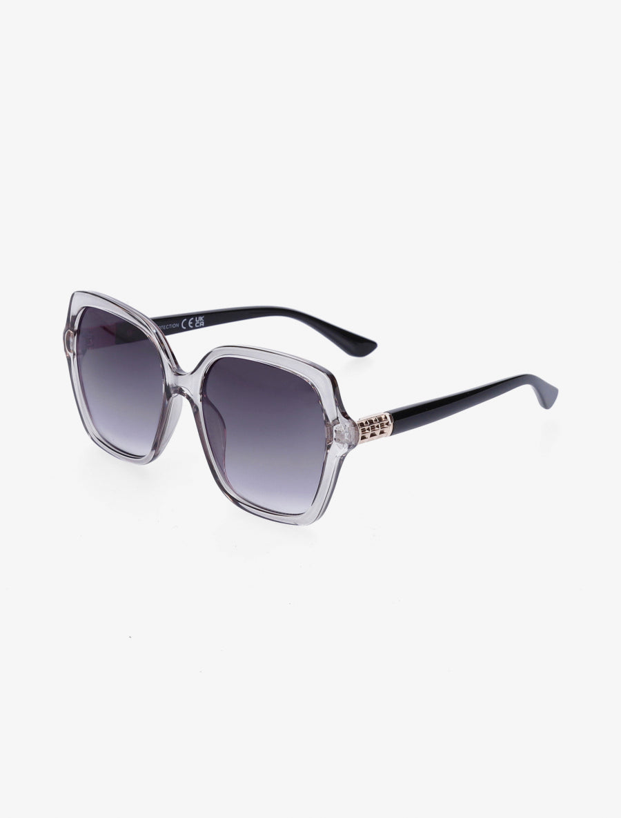 Lunettes de soleil arrondies oversize - Gris clair - 1