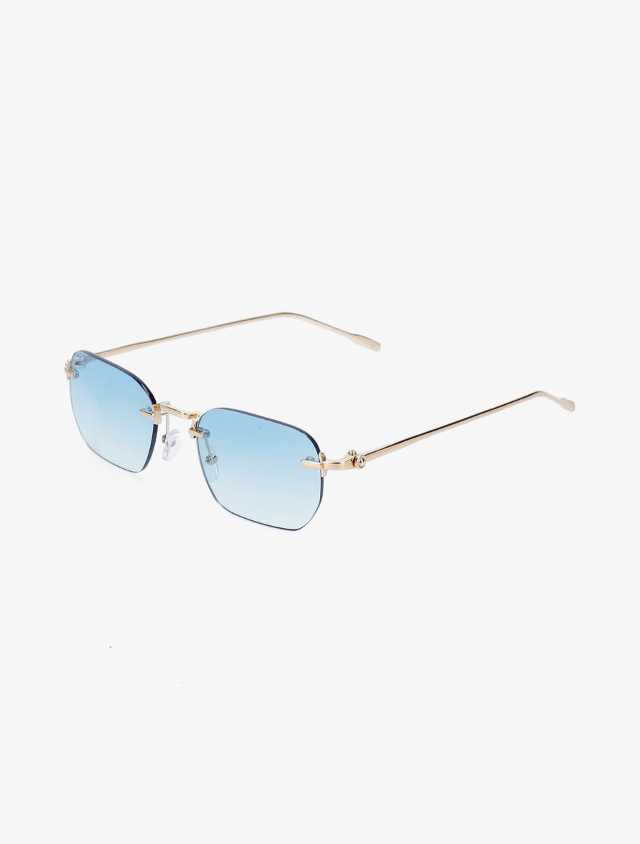 Lunettes de soleil rectangulaires sans monture - Bleu ciel - 1