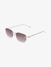Lunettes de soleil rectangulaires sans monture - Marron clair - 1