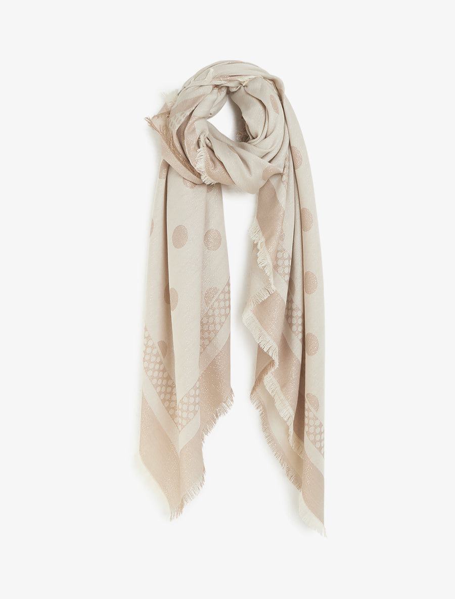 Echarpe carrée irisée à motif pois - Beige - 1