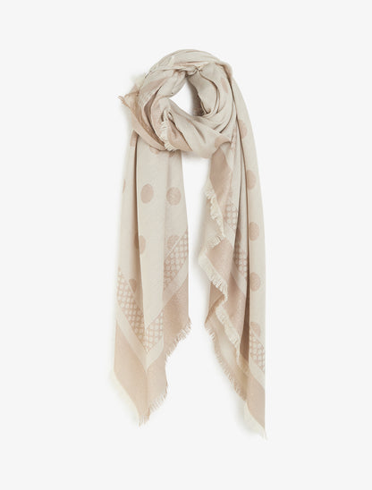 Echarpe carrée irisée à motif pois - Beige - 1