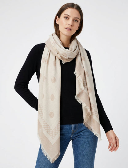 Foulard quadrato iridescente a pois - Beige