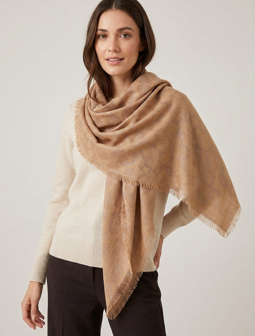Foulard quadrato con motivo leopardato iridescente. - Chameau