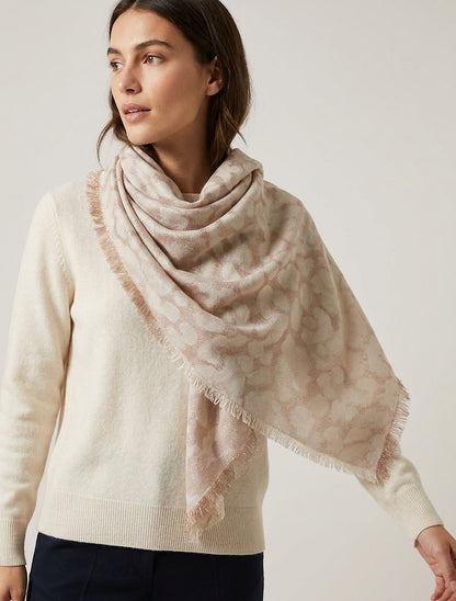 Foulard quadrato con motivo leopardato iridescente. - Beige
