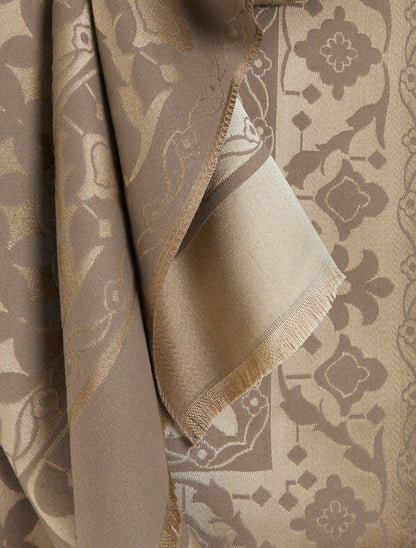 Echarpe satinée à motif graphique - Taupe - 3