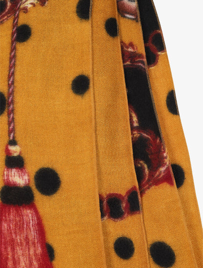 Echarpe à imprimé chaînes et pompons - Jaune - 3