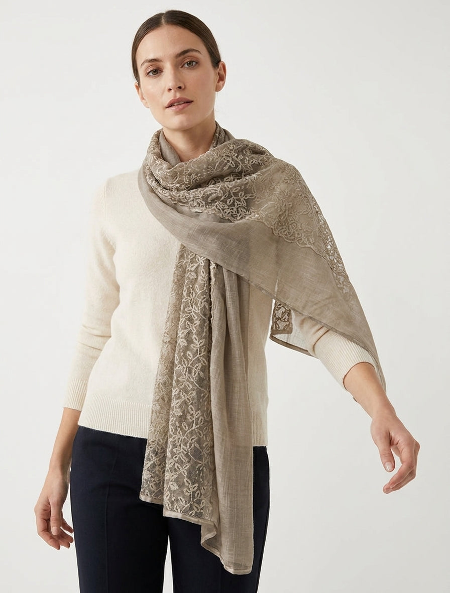 Foulard con inserto in pizzo - Talpa
