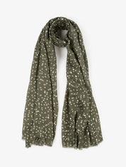 Echarpe en coton mélangé à imprimé pois irisés - Kaki - 1
