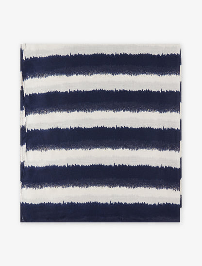 Echarpe en coton mélangé à imprimé rayures avec des touches irisées - Marine - 2