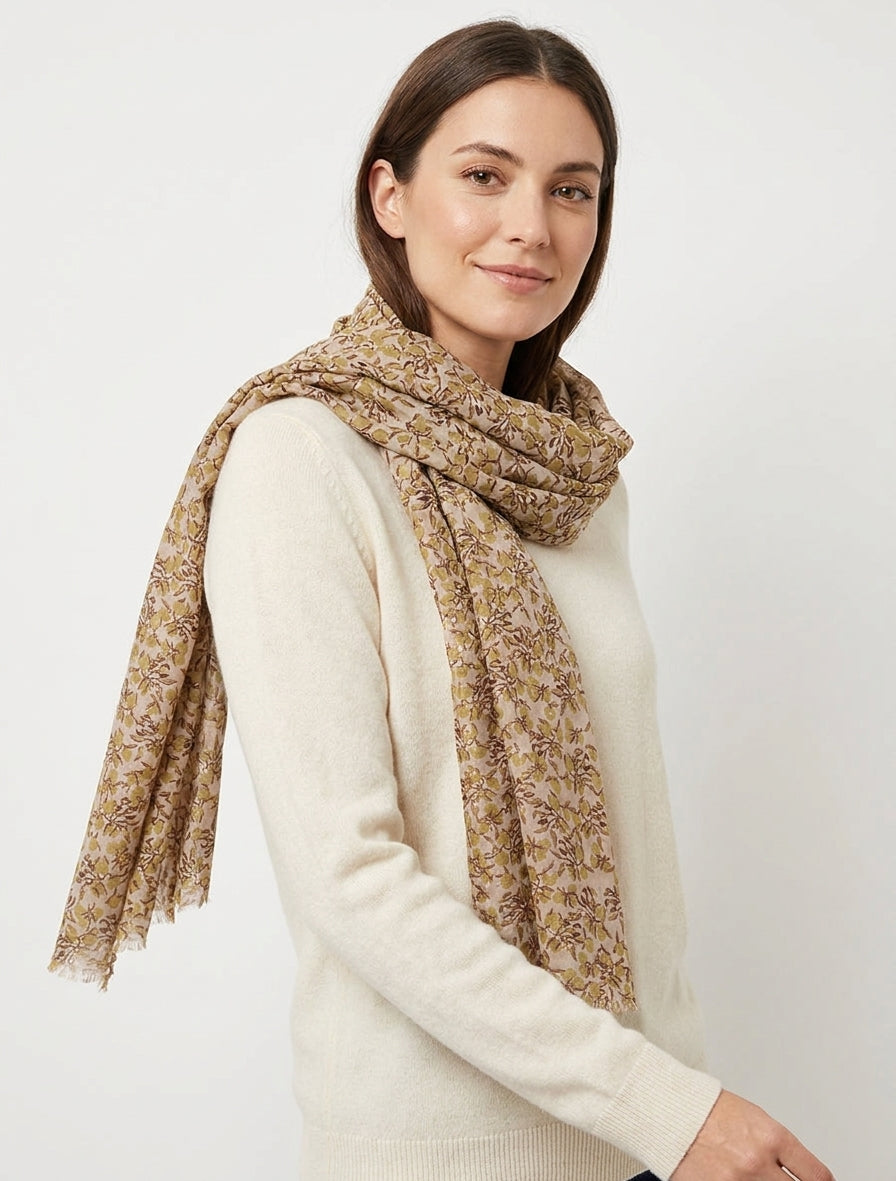 Foulard con stampa bacche iridescenti - Senape