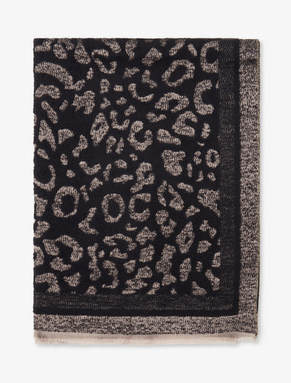 Echarpe molletonnée à motif léopard - Noir - 2