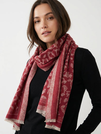 Sciarpa imbottita con motivo leopardato - Bordeaux