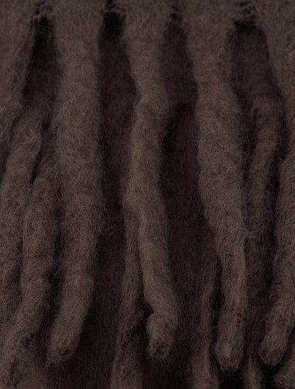 Echarpe laine duveteuse à franges - Marron - 3