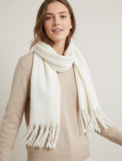 Sciarpa in lana soffice con frange - Bianco