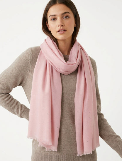 Sciarpa in cotone misto con paillettes - Rosa