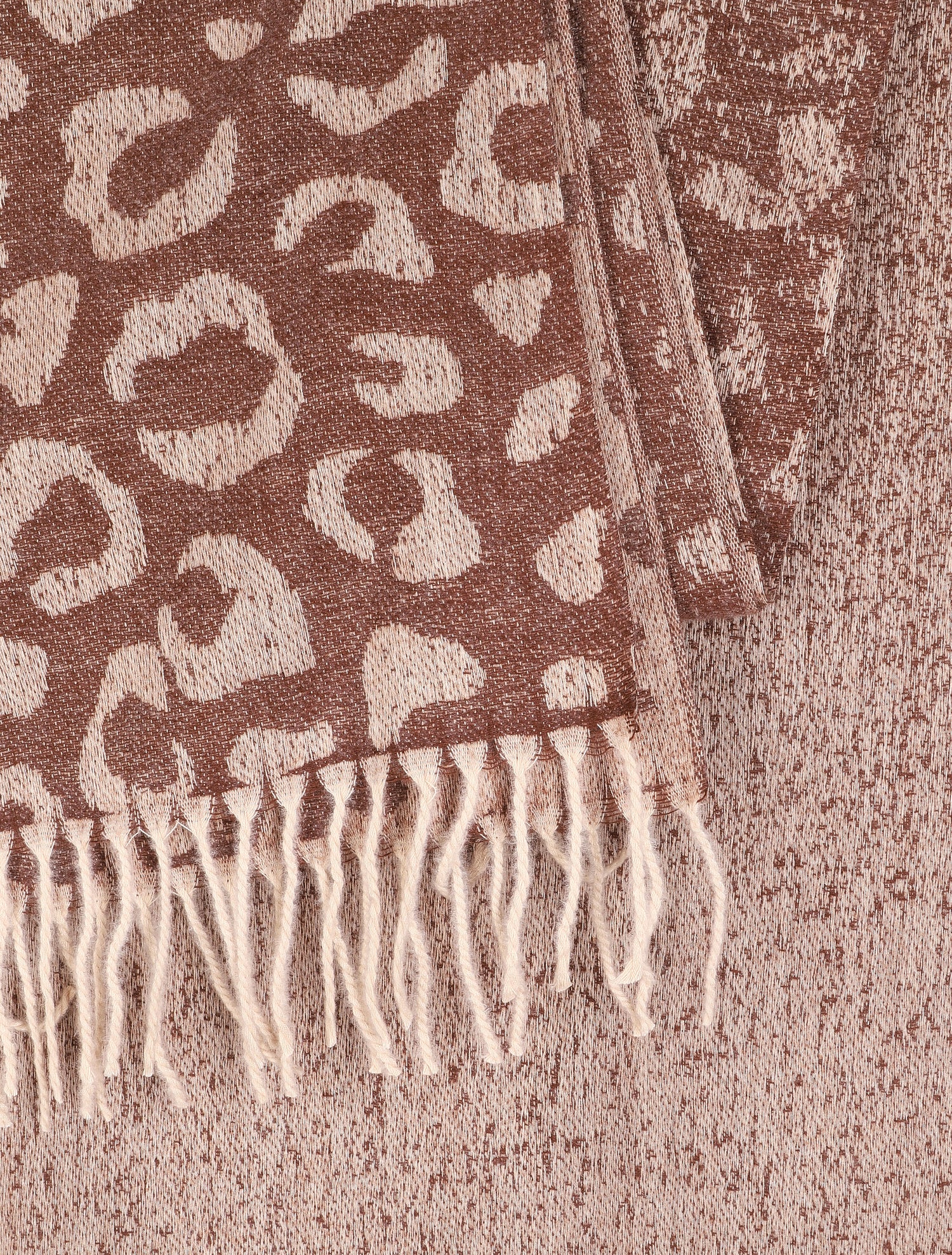 Echarpe à franges imprimé léopard - Beige - 3