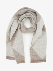 Echarpe en cachemire mélangé imprimé losange - Beige - 1