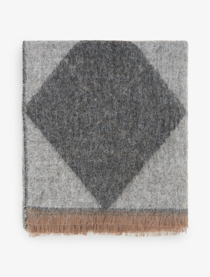 Echarpe en cachemire mélangé imprimé losange - Gris - 2