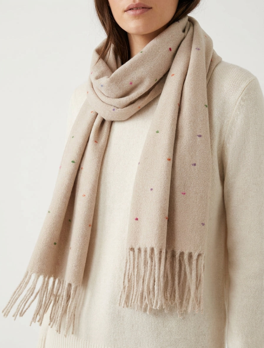 Sciarpa a pois multicolori - Beige
