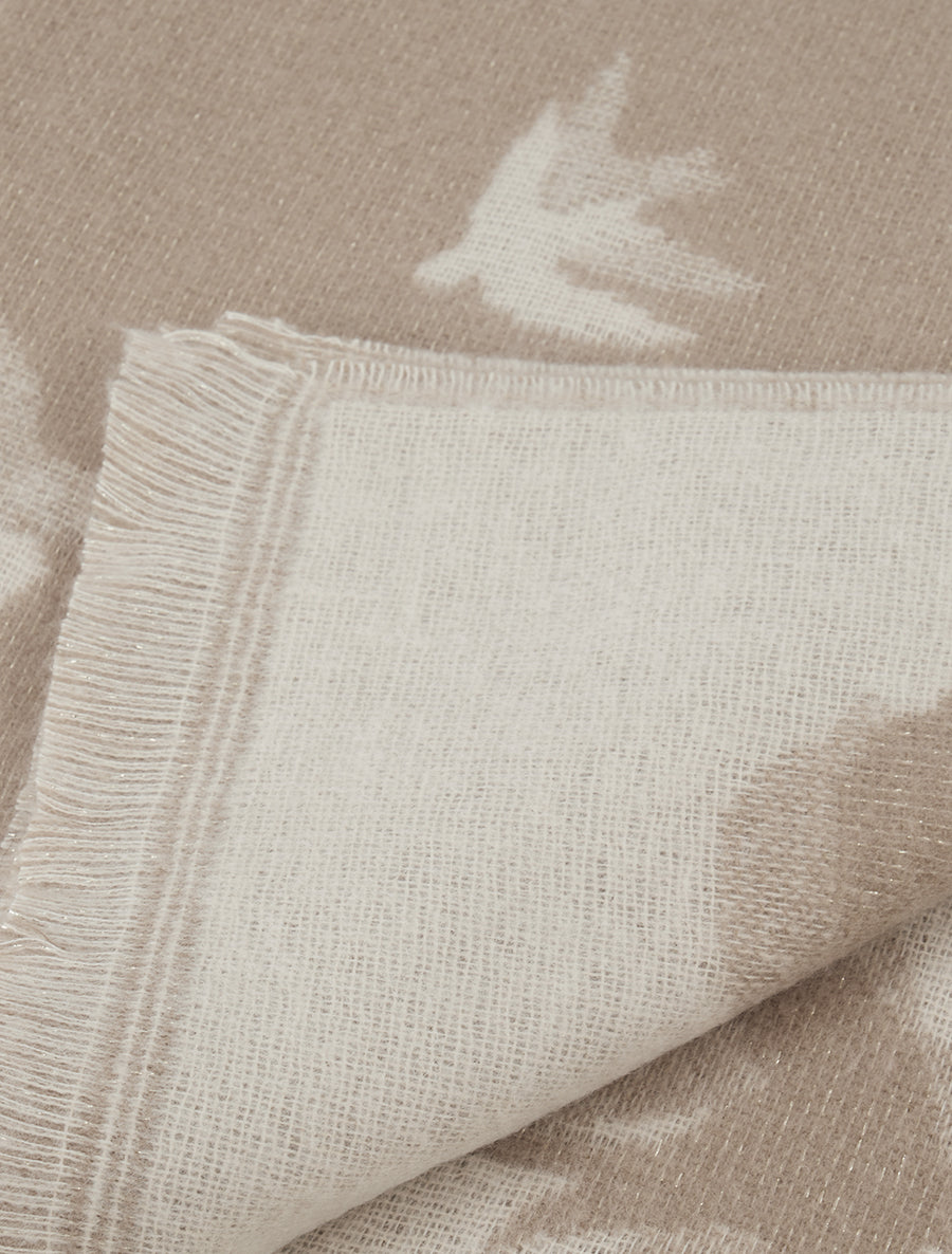 Echarpe en laine mélangée motif colombes - Beige - 3