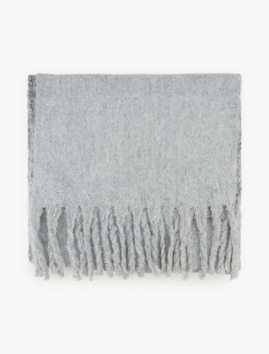 Echarpe en laine mélangée à franges - Gris - 2