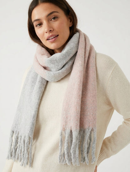 Sciarpa in lana mista con frange - Rosa