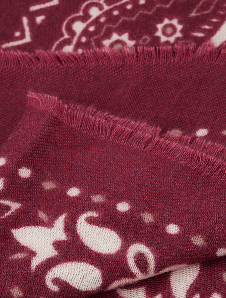 Foulard imprimé paisley à bords effilochés - Bordeaux - 3