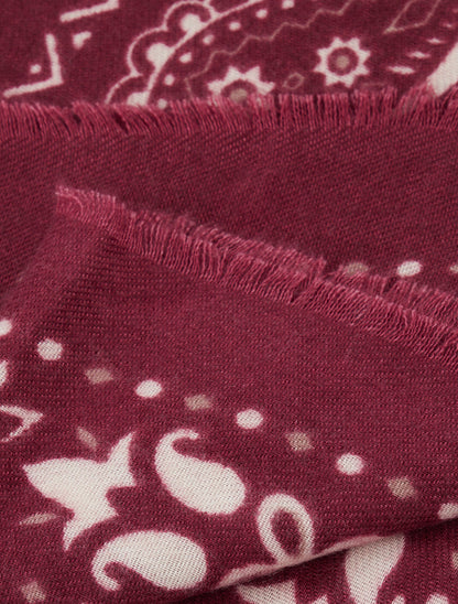 Foulard imprimé paisley à bords effilochés - Bordeaux - 3