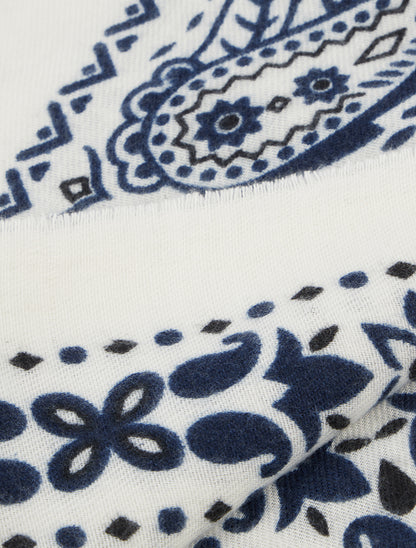 Foulard imprimé paisley à bords effilochés - Blanc - 3