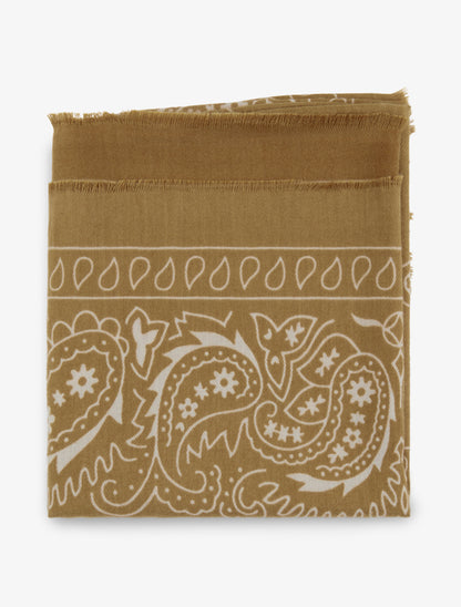 Foulard imprimé cachemire à bords effilochés - Jaune moutarde - 2