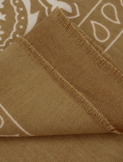 Foulard imprimé cachemire à bords effilochés - Jaune moutarde - 3