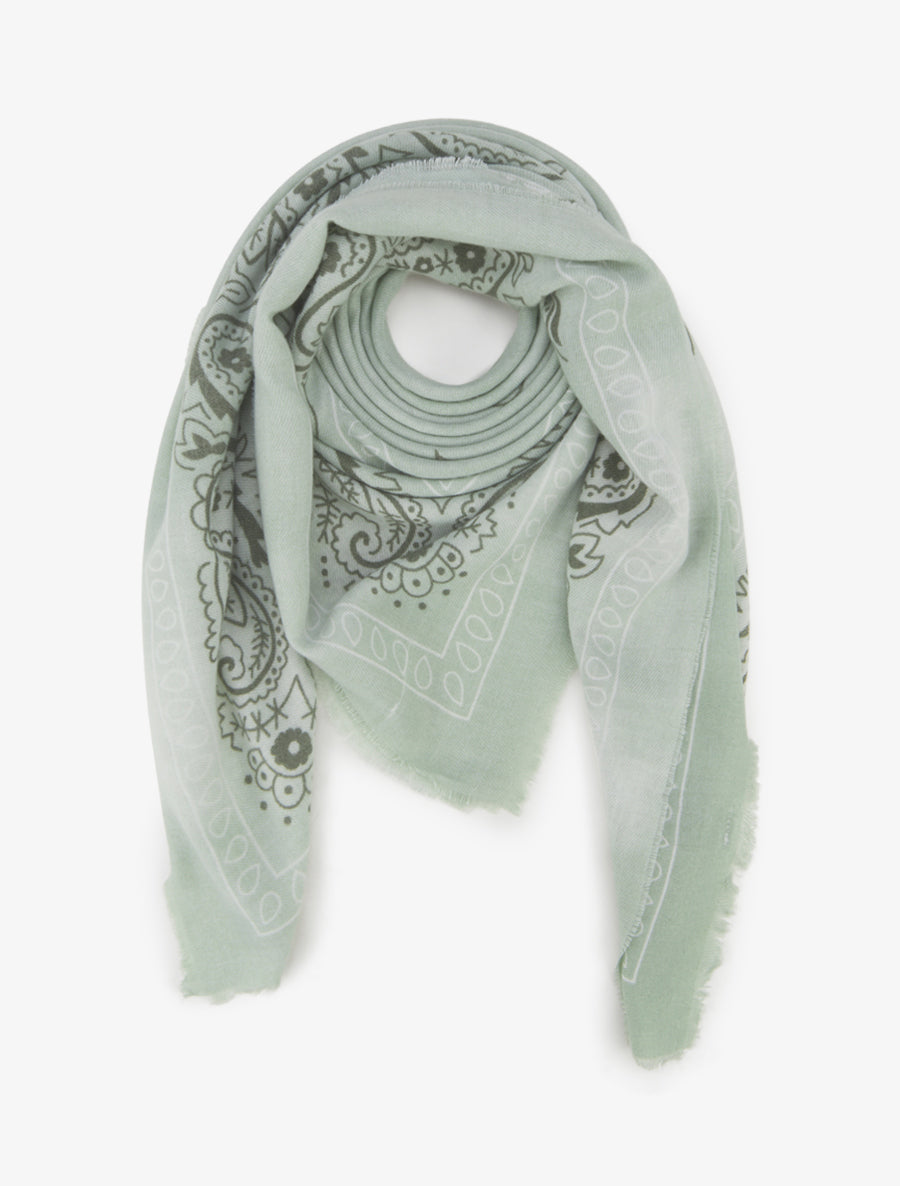 Foulard imprimé cachemire à bords effilochés - Vert d&