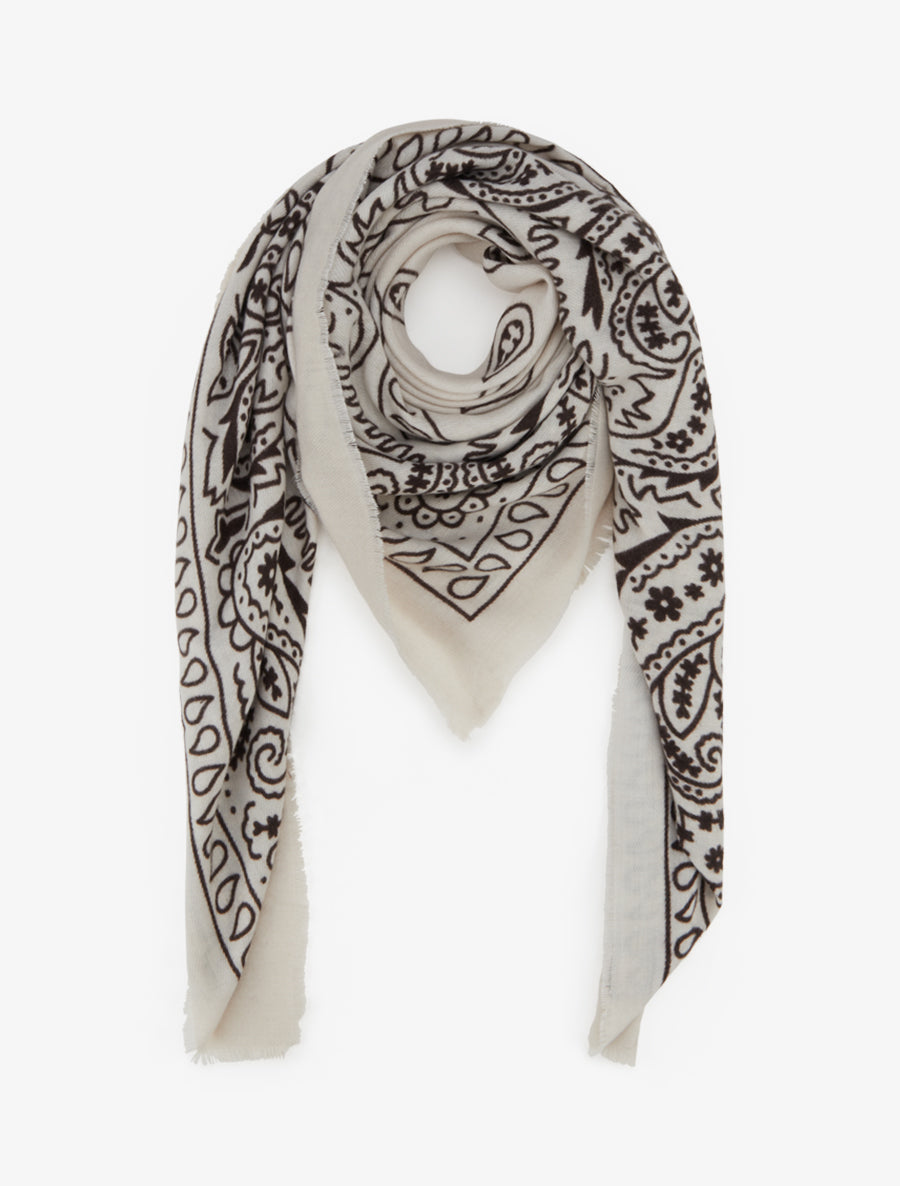 Foulard imprimé cachemire à bords effilochés - Beige - 1