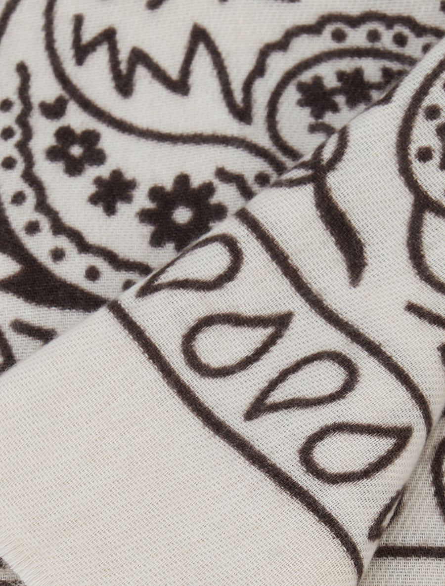 Foulard imprimé cachemire à bords effilochés - Beige - 3