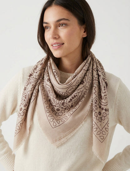 Sciarpa stampata paisley con bordi sfrangiati - Talpa