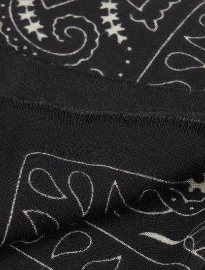 Foulard imprimé cachemire à bords effilochés - Noir - 3