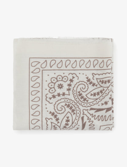 Foulard imprimé cachemire à bords effilochés - Écru - 2