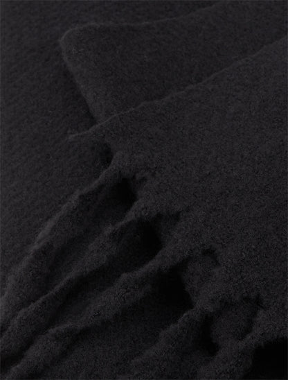 Echarpe uni à franges - Noir - 3