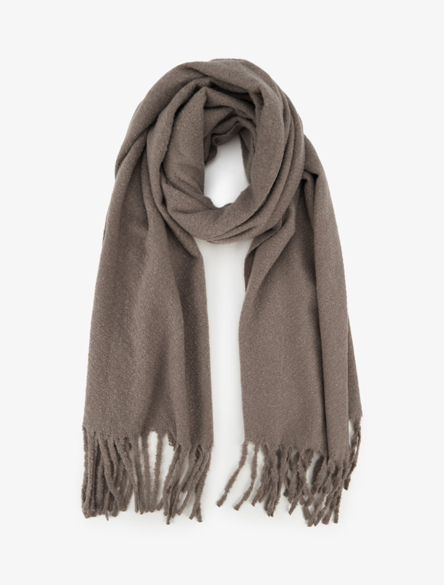 Echarpe uni à franges - Taupe - 1
