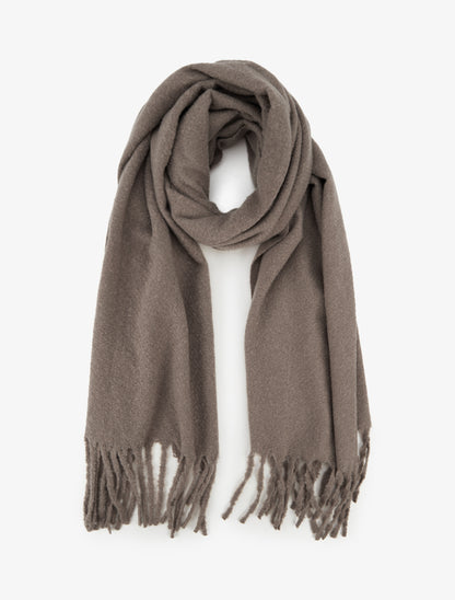 Echarpe uni à franges - Taupe - 1