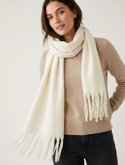 Sciarpa unita con frange - Crema